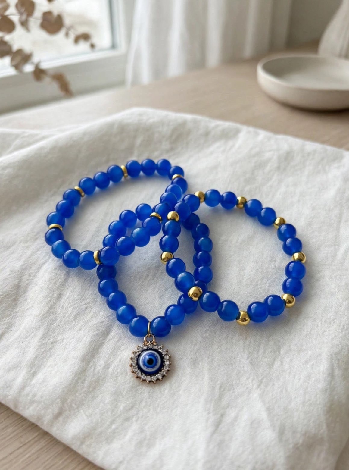 Royal Blue Evil Eye Bracelet Set