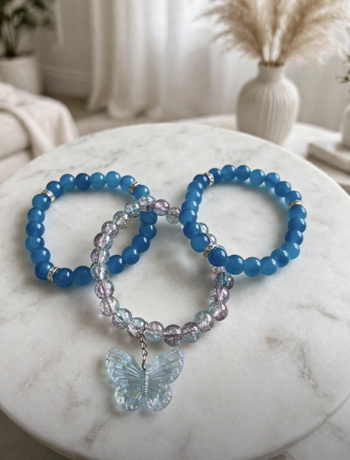 Ocean Blue Butterfly Bracelet Set