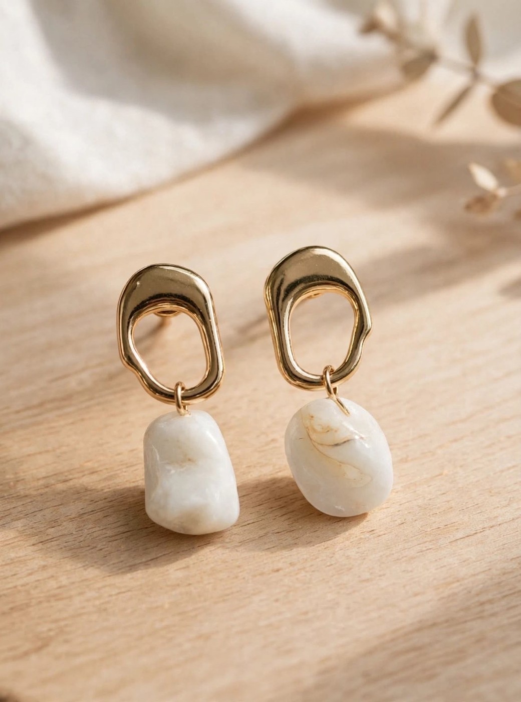 White Stone Drop Earrings